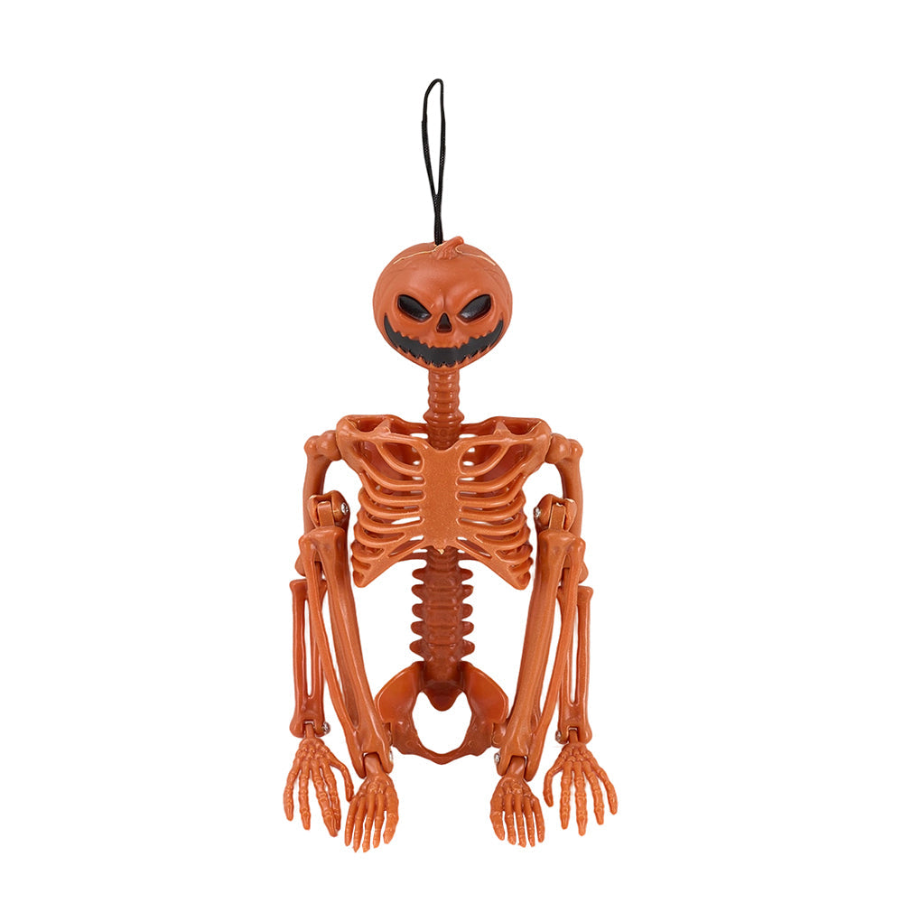 Halloween Skeleton Pumpkin Decoration Posable Jack O Lantern Figure