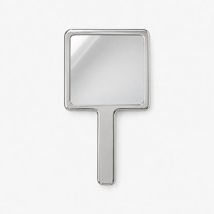 Handheld Vanity Mirror with Textured Metal Design