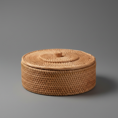 RusticBreeze | Handmade Rattan Storage Box with Lid