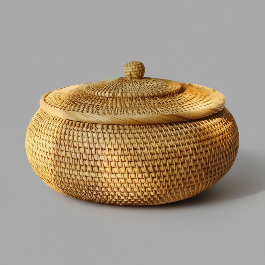 RusticBreeze | Handmade Rattan Storage Box with Lid