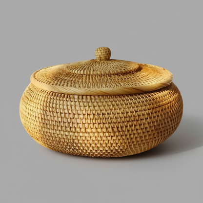RusticBreeze | Handmade Rattan Storage Box with Lid