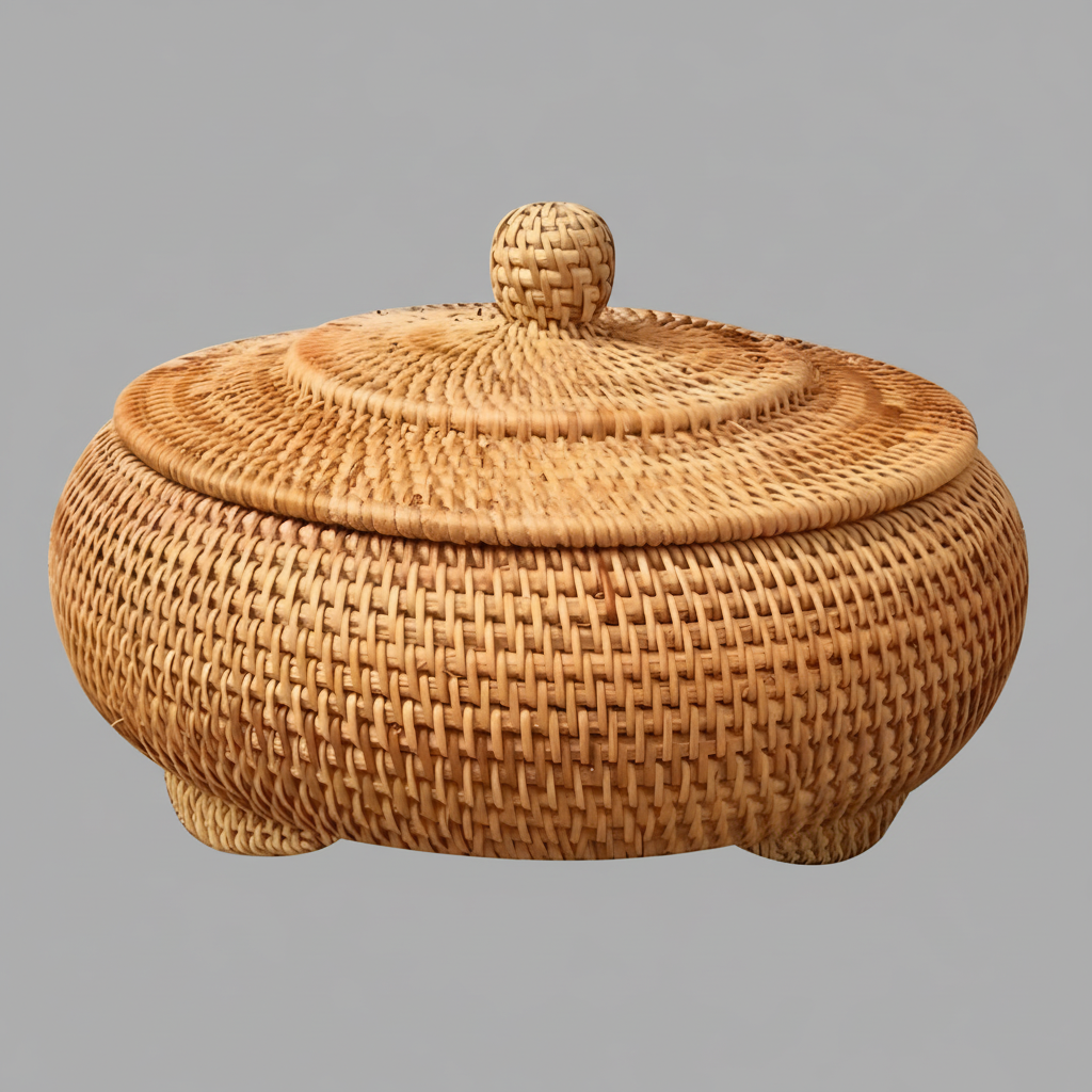 RusticBreeze | Handmade Rattan Storage Box with Lid