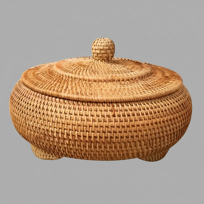 RusticBreeze | Handmade Rattan Storage Box with Lid