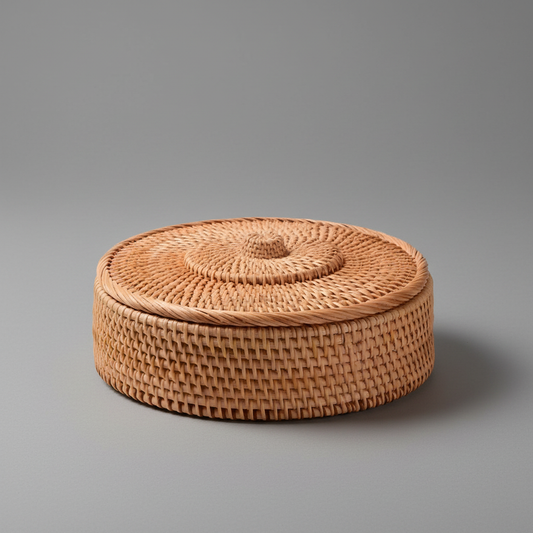 RusticBreeze | Handmade Rattan Storage Box with Lid