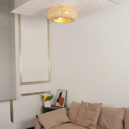 Handwoven Bamboo Scandinavian Ceiling Fan Light | Lumoria