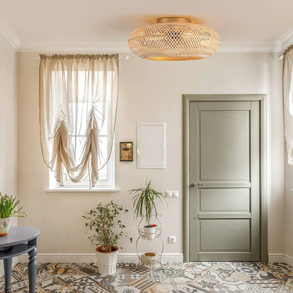Handwoven Bamboo Scandinavian Ceiling Fan Light | Lumoria