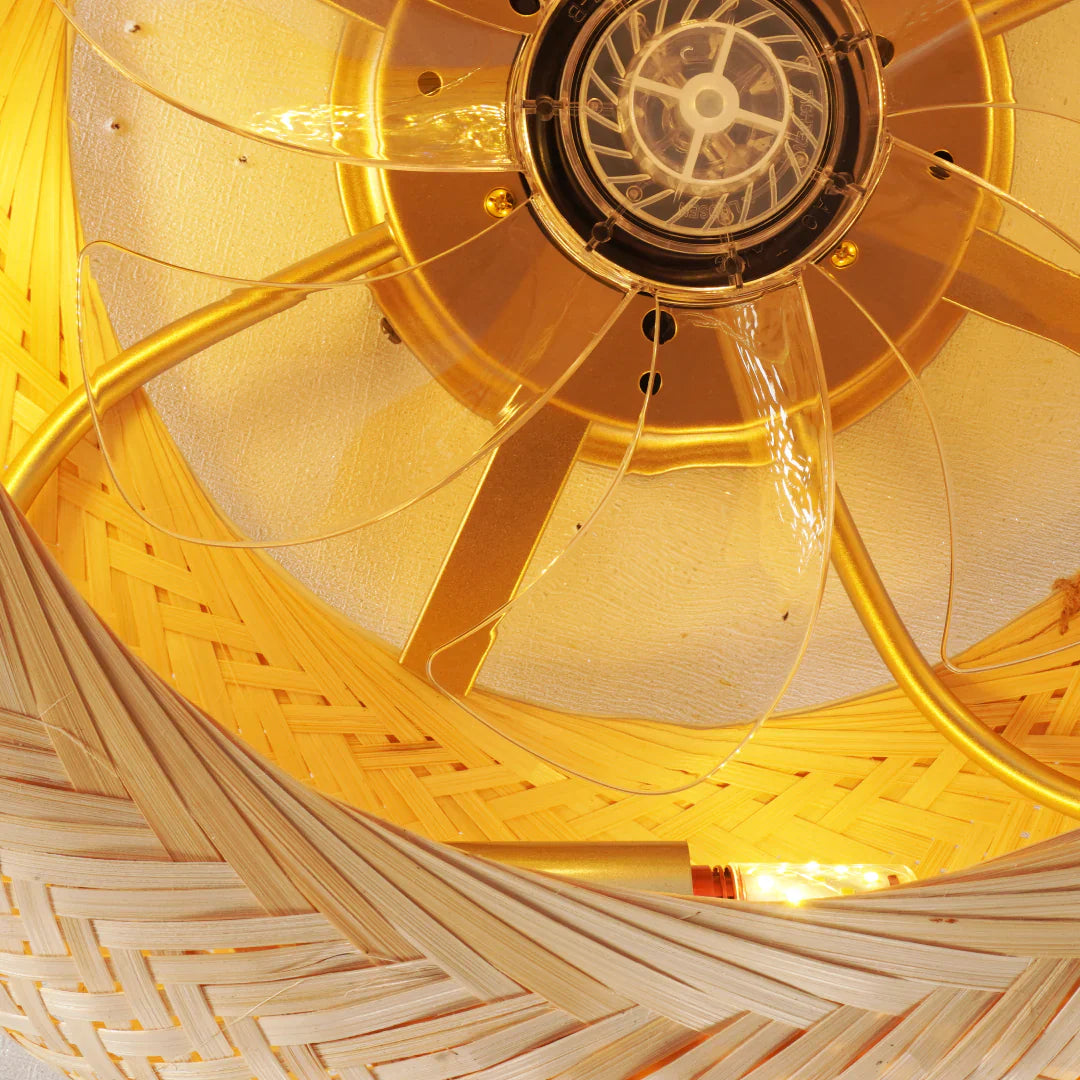 Handwoven Bamboo Scandinavian Ceiling Fan Light | Lumoria