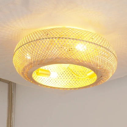 Handwoven Bamboo Scandinavian Ceiling Fan Light | Lumoria