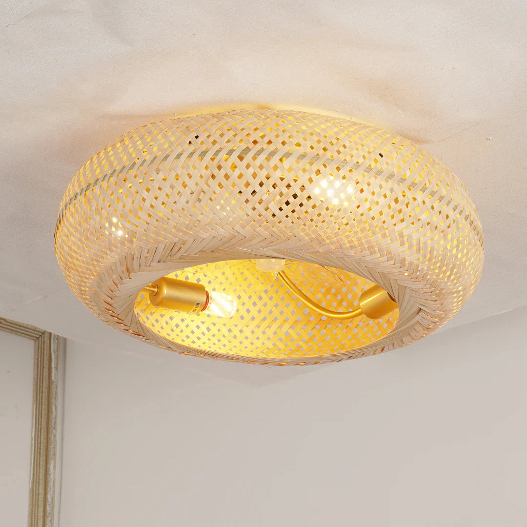 Handwoven Bamboo Scandinavian Ceiling Fan Light | Lumoria