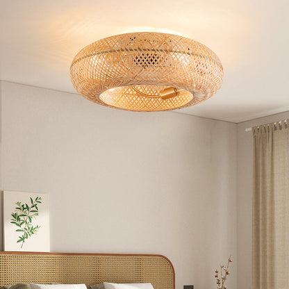 Handwoven Bamboo Scandinavian Ceiling Fan Light | Lumoria