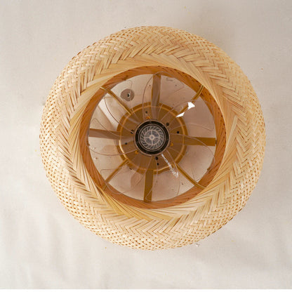 Handwoven Bamboo Scandinavian Ceiling Fan Light | Lumoria