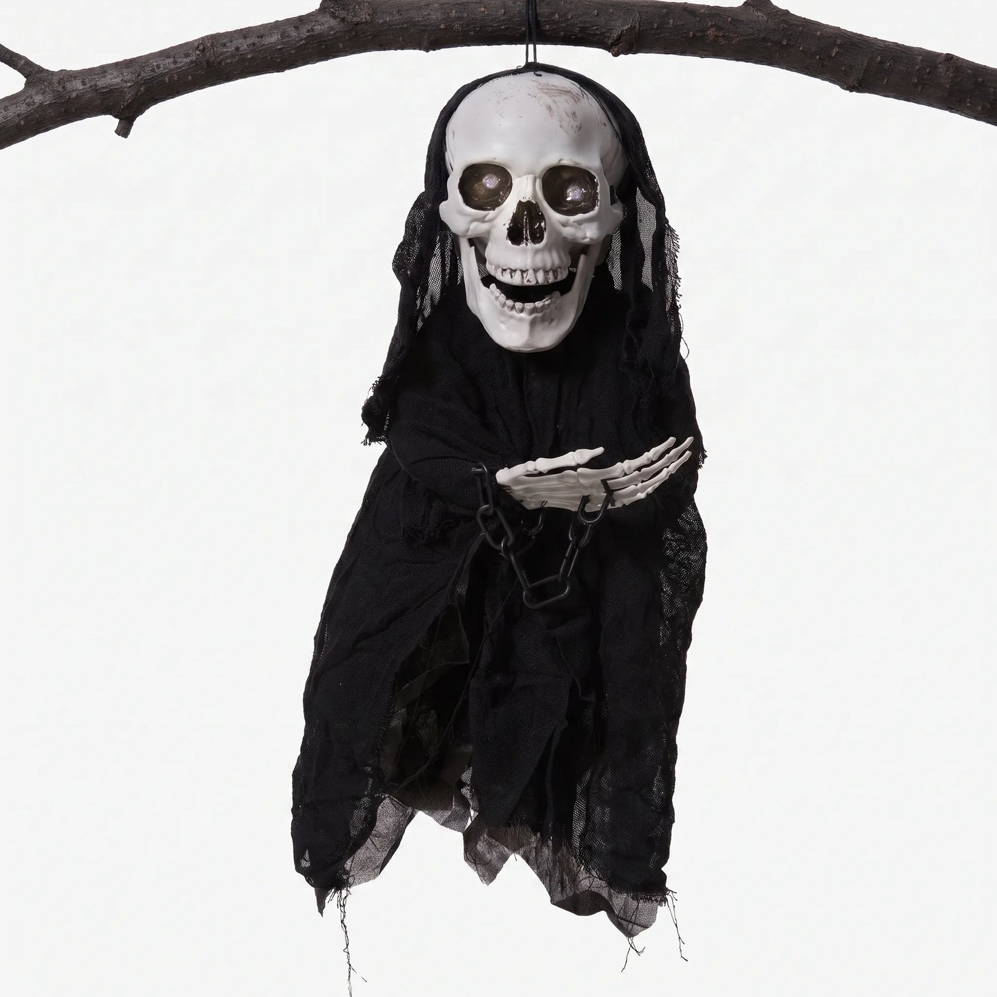 Hanging Skeleton Halloween Decoration with Glowing Eyes