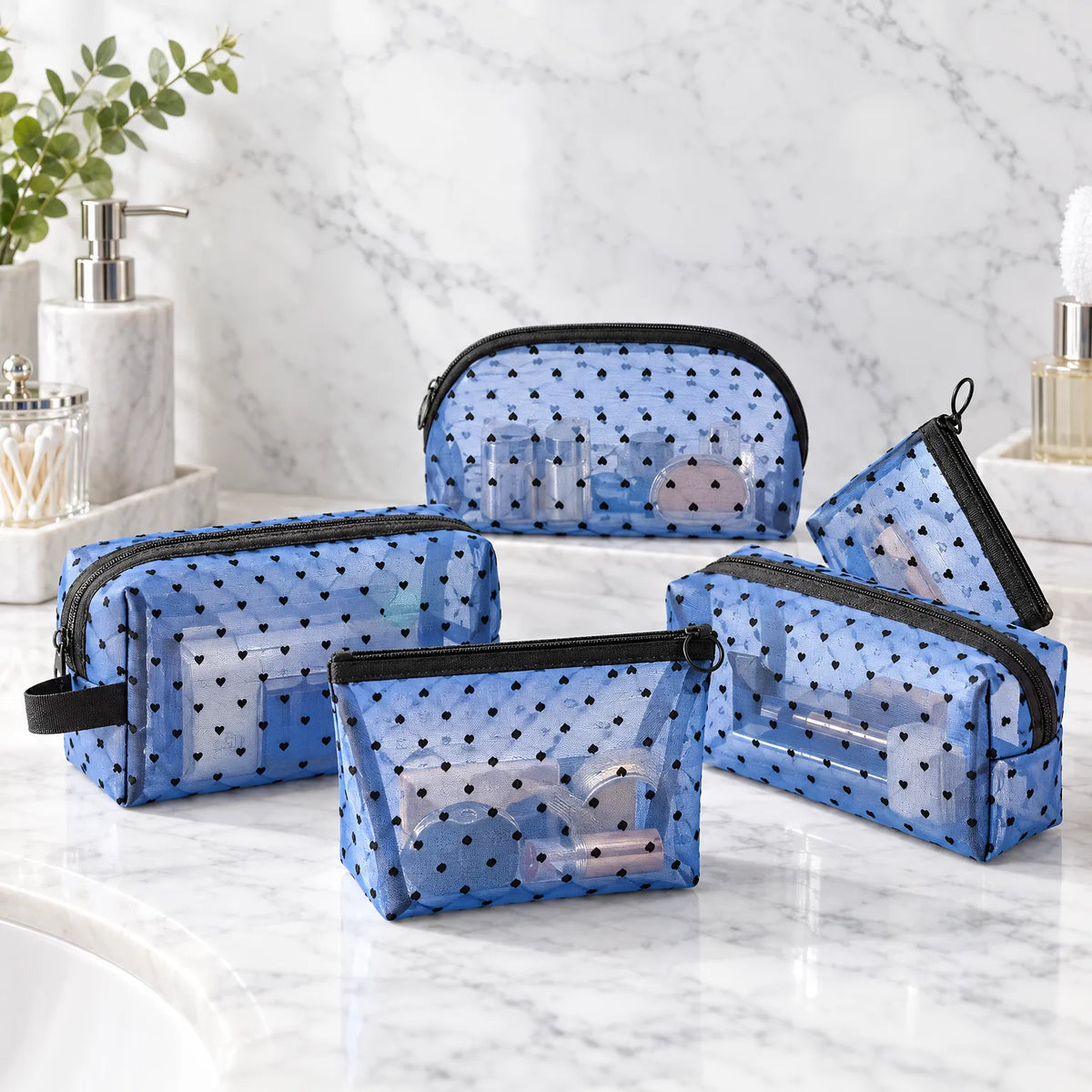 Heart Pattern Cosmetic Organizer Bag