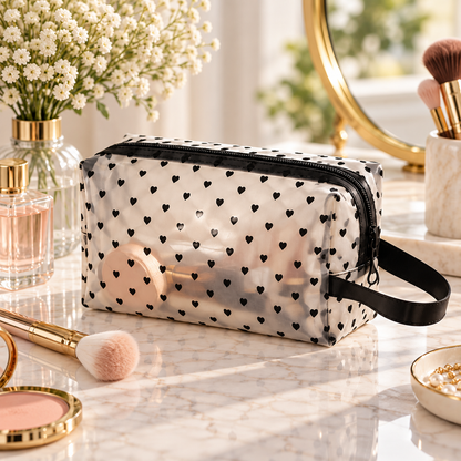 Heart Pattern Cosmetic Organizer Bag