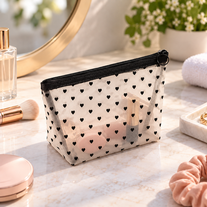 Heart Pattern Cosmetic Organizer Bag