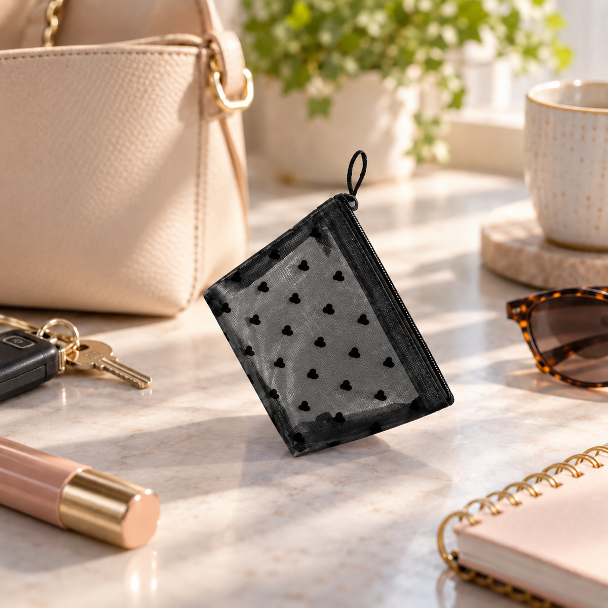 Heart Pattern Cosmetic Organizer Bag