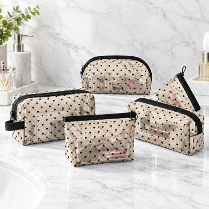 Heart Pattern Cosmetic Organizer Bag