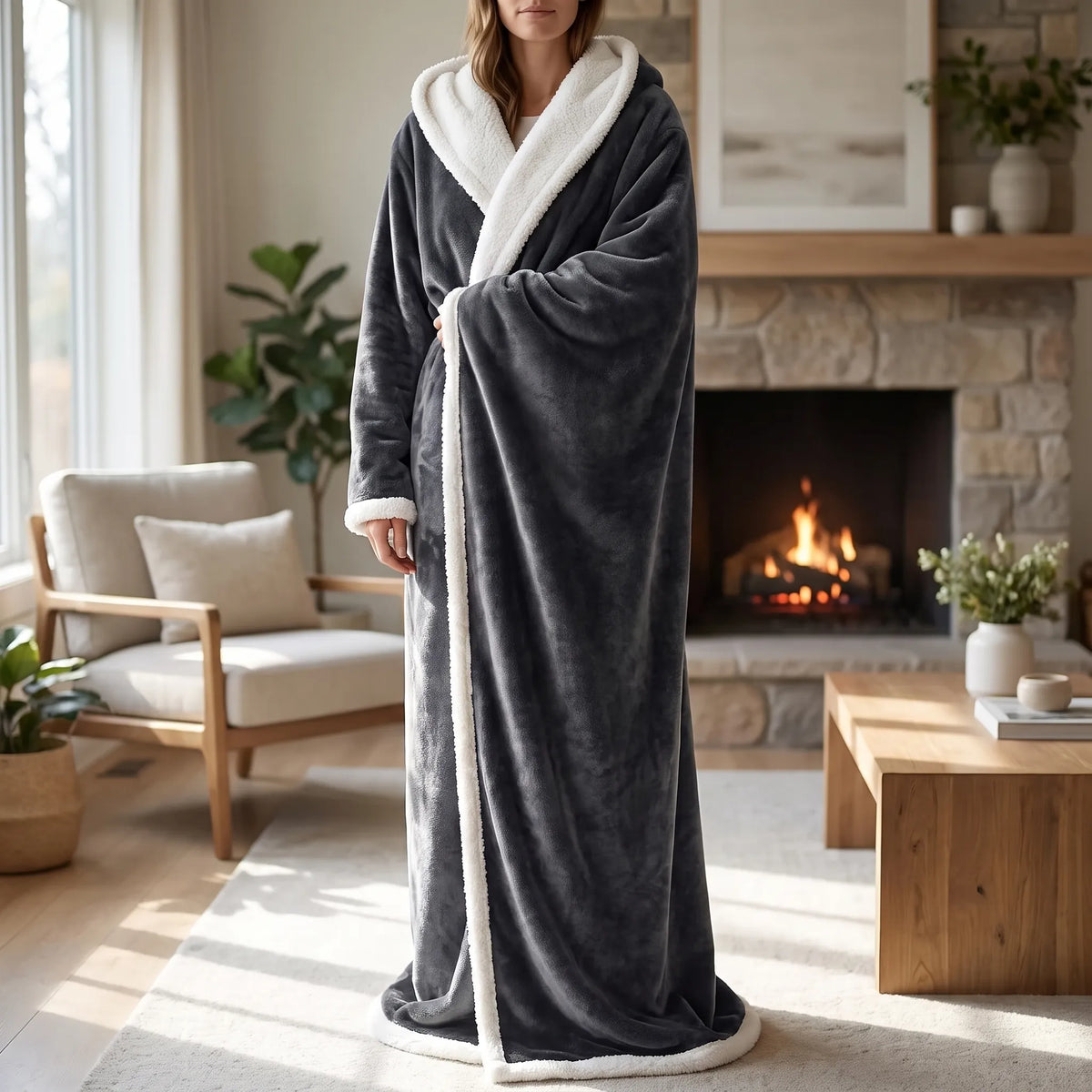 Heated Blanket Robe with Sleeves and 8 Heat Settings