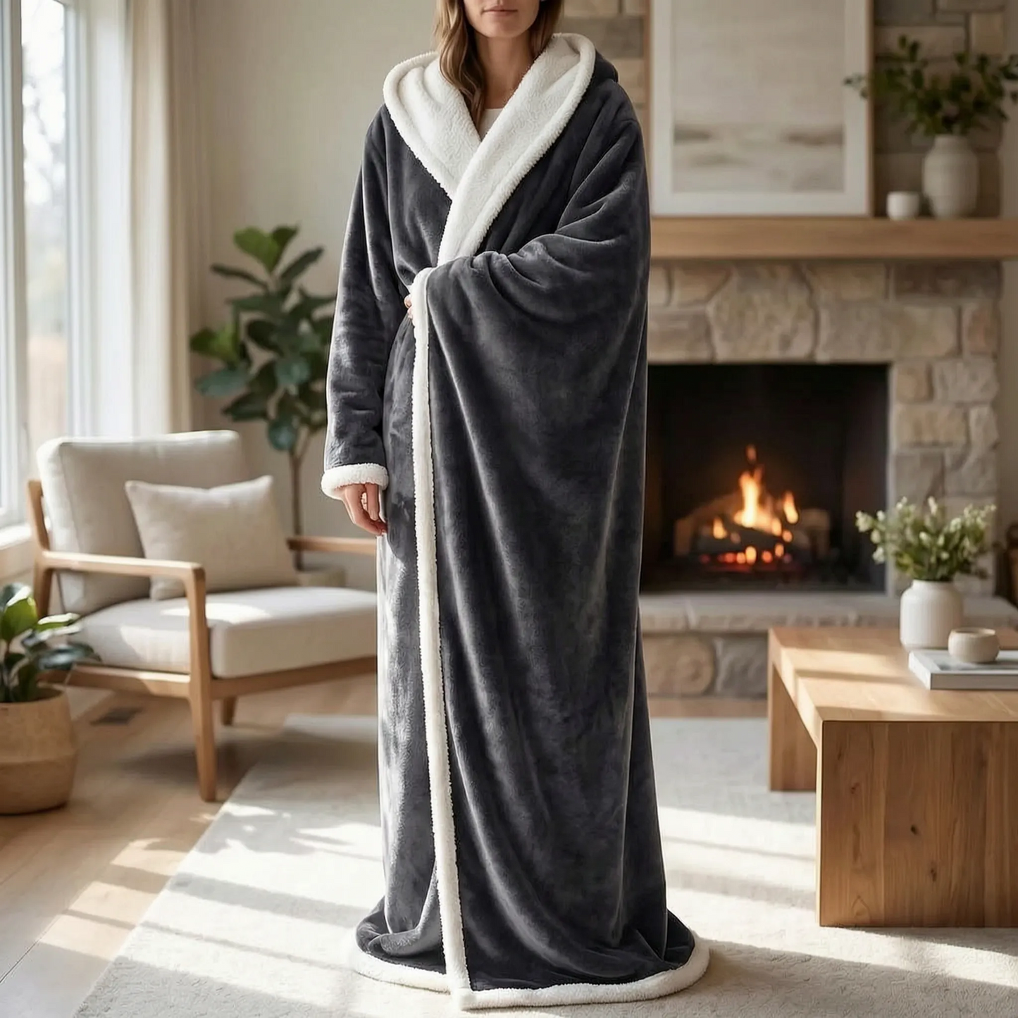 Heated Blanket Robe with Sleeves and 8 Heat Settings