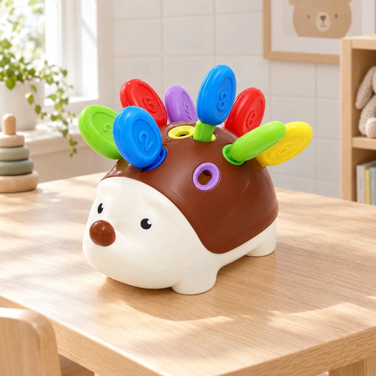 Hedgehog Sorting Toy with Numbered Colourful Pieces