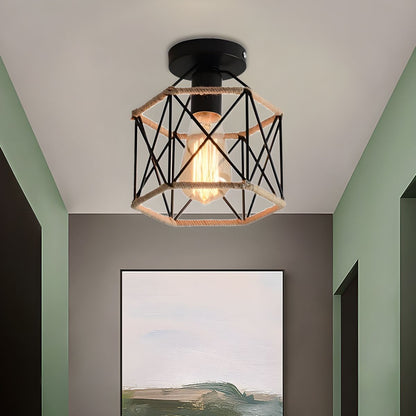 Hexagon Metal Rope Industrial Style Ceiling Light | Candelux