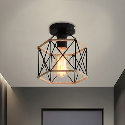 Hexagon Metal Rope Industrial Style Ceiling Light | Candelux