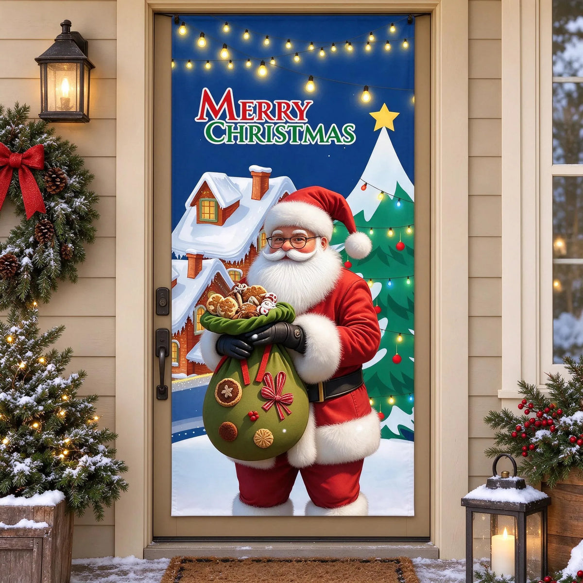 Holiday Christmas Entry Door Cover