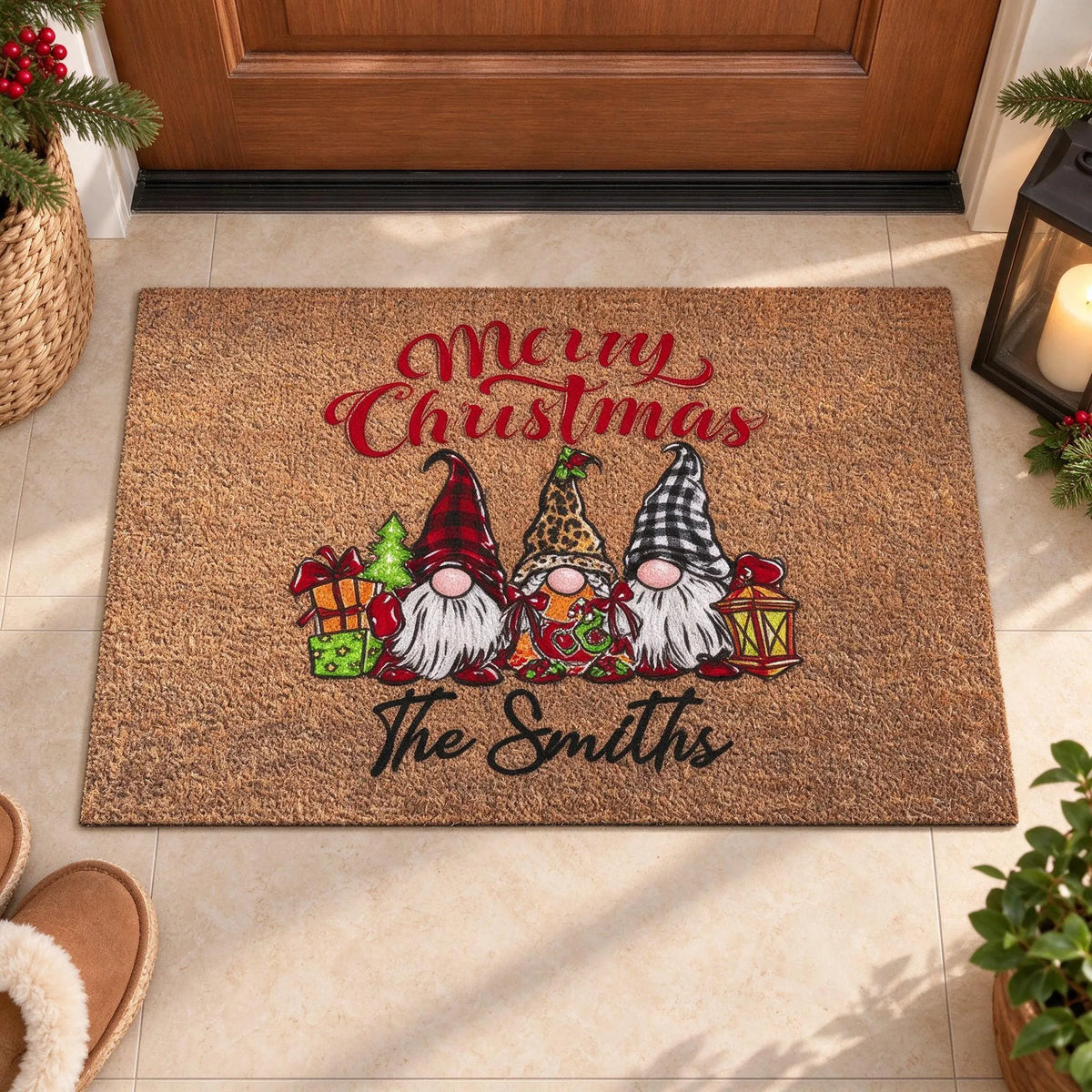 Holiday Gnome Entrance Door Mat