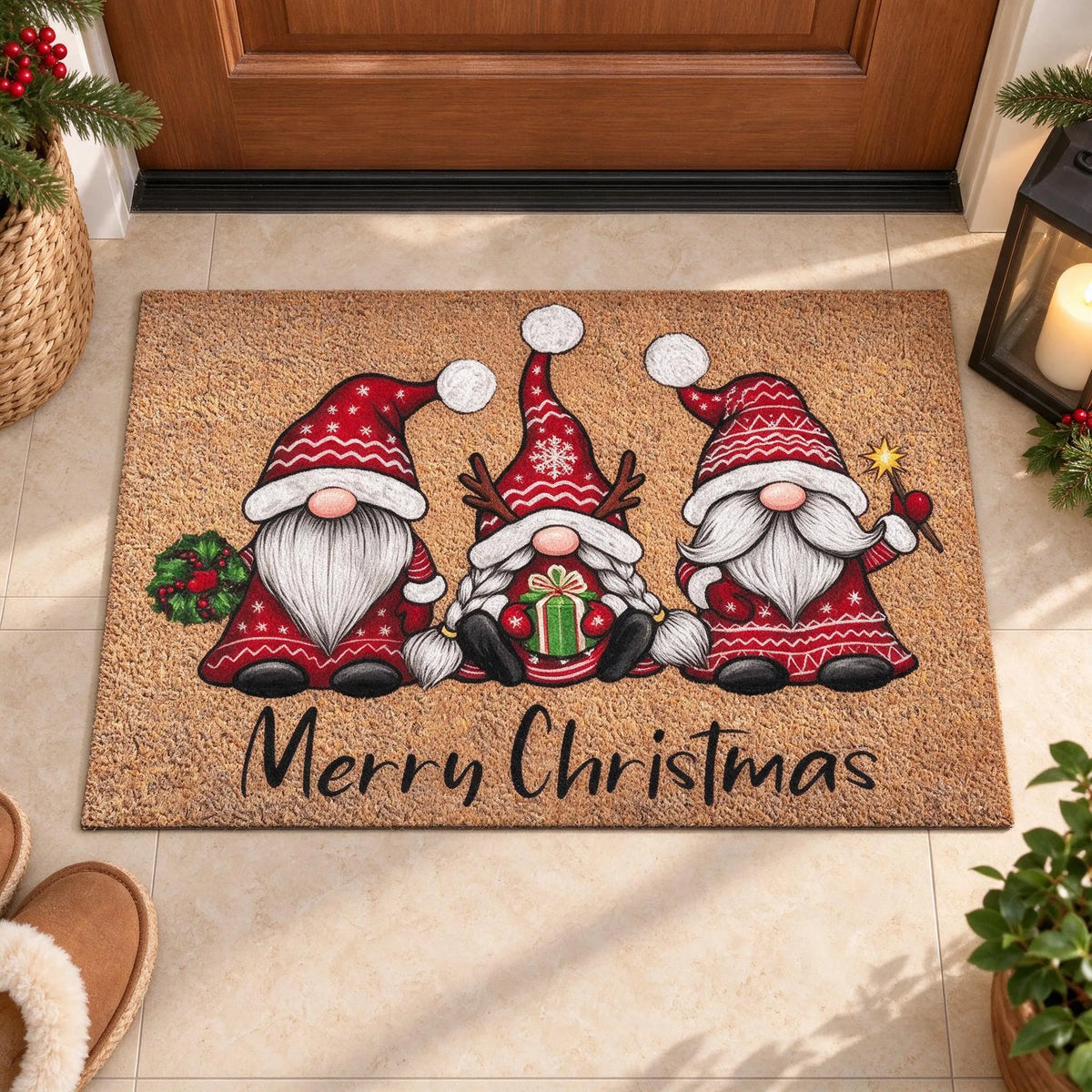 Holiday Gnome Entrance Door Mat