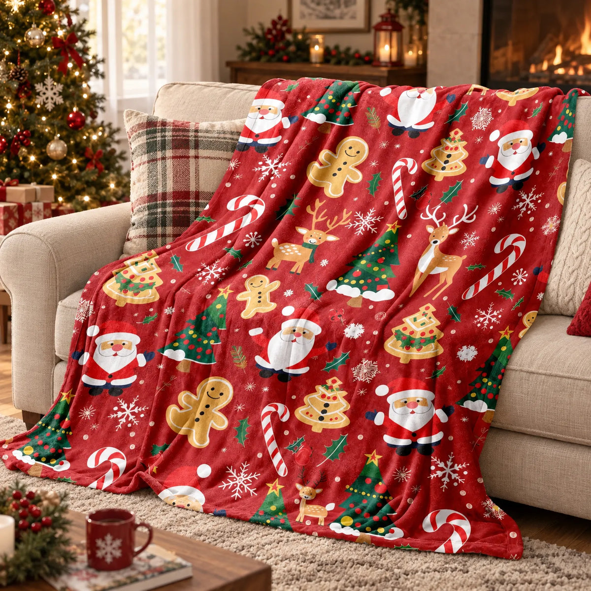 Holiday Pattern Christmas Throw Blanket
