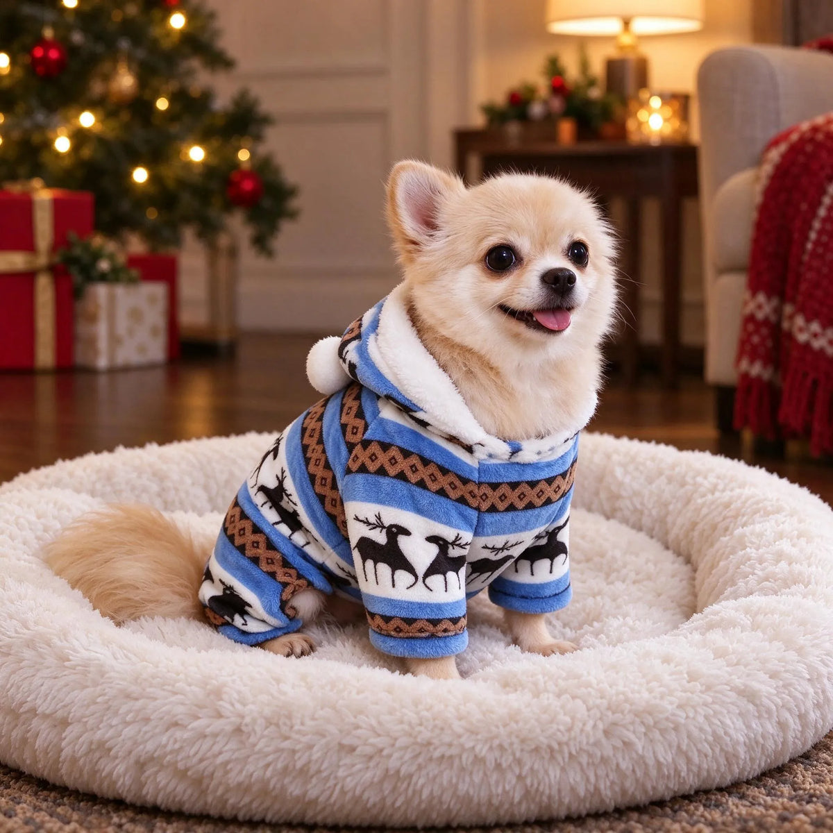 Hooded Dog Christmas Pajama Jumpsuit
