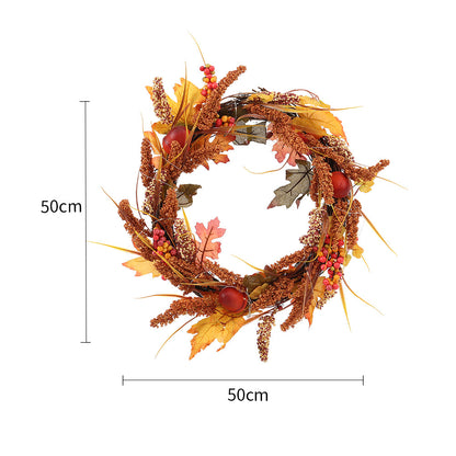 Illuminated Autumn Wreath with Fall Leaves and Berries