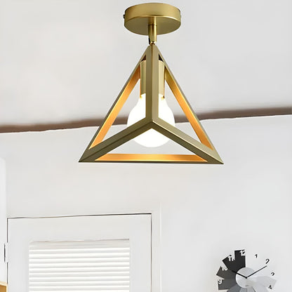 Industrial Brass Wire Frame Semi Flush Ceiling Light | Glimora