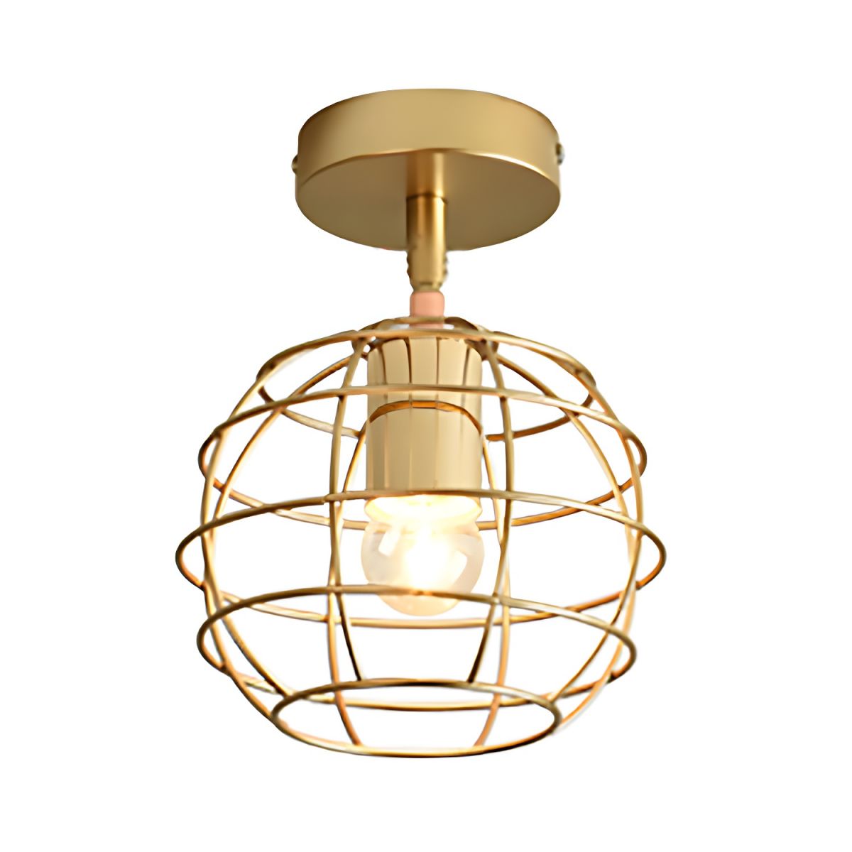 Industrial Brass Wire Frame Semi Flush Ceiling Light | Glimora