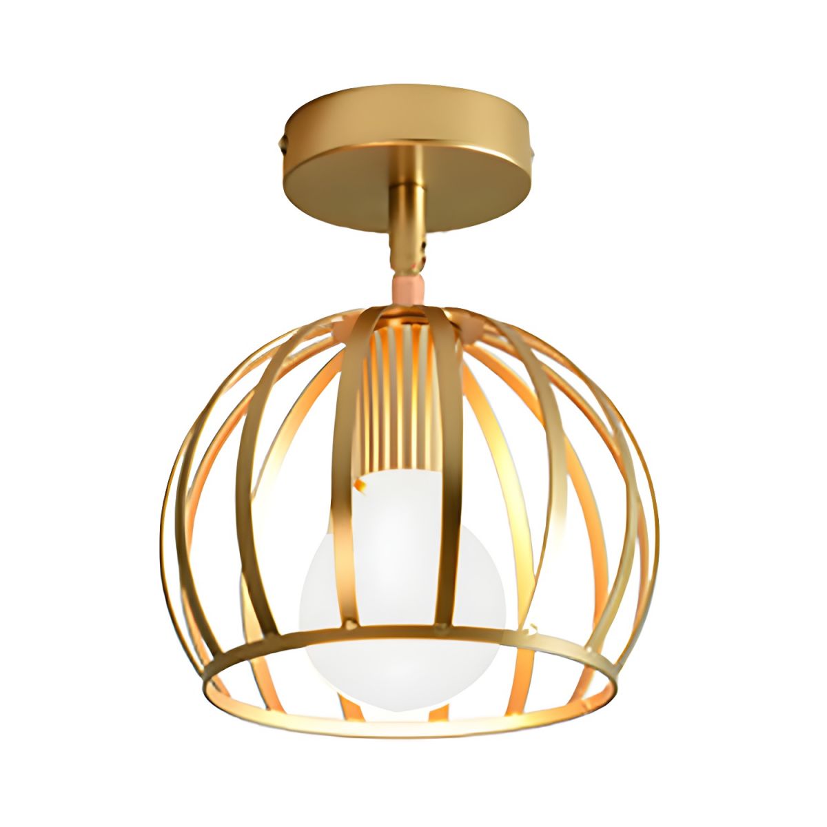 Industrial Brass Wire Frame Semi Flush Ceiling Light | Glimora