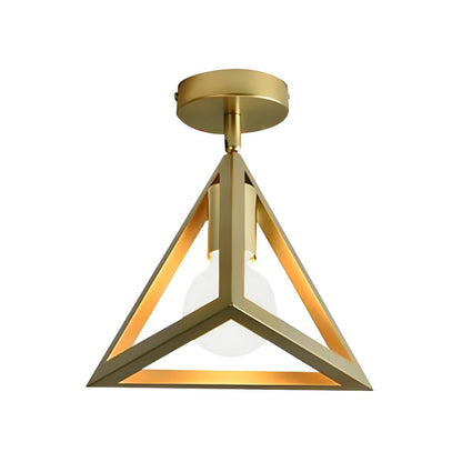 Industrial Brass Wire Frame Semi Flush Ceiling Light | Glimora