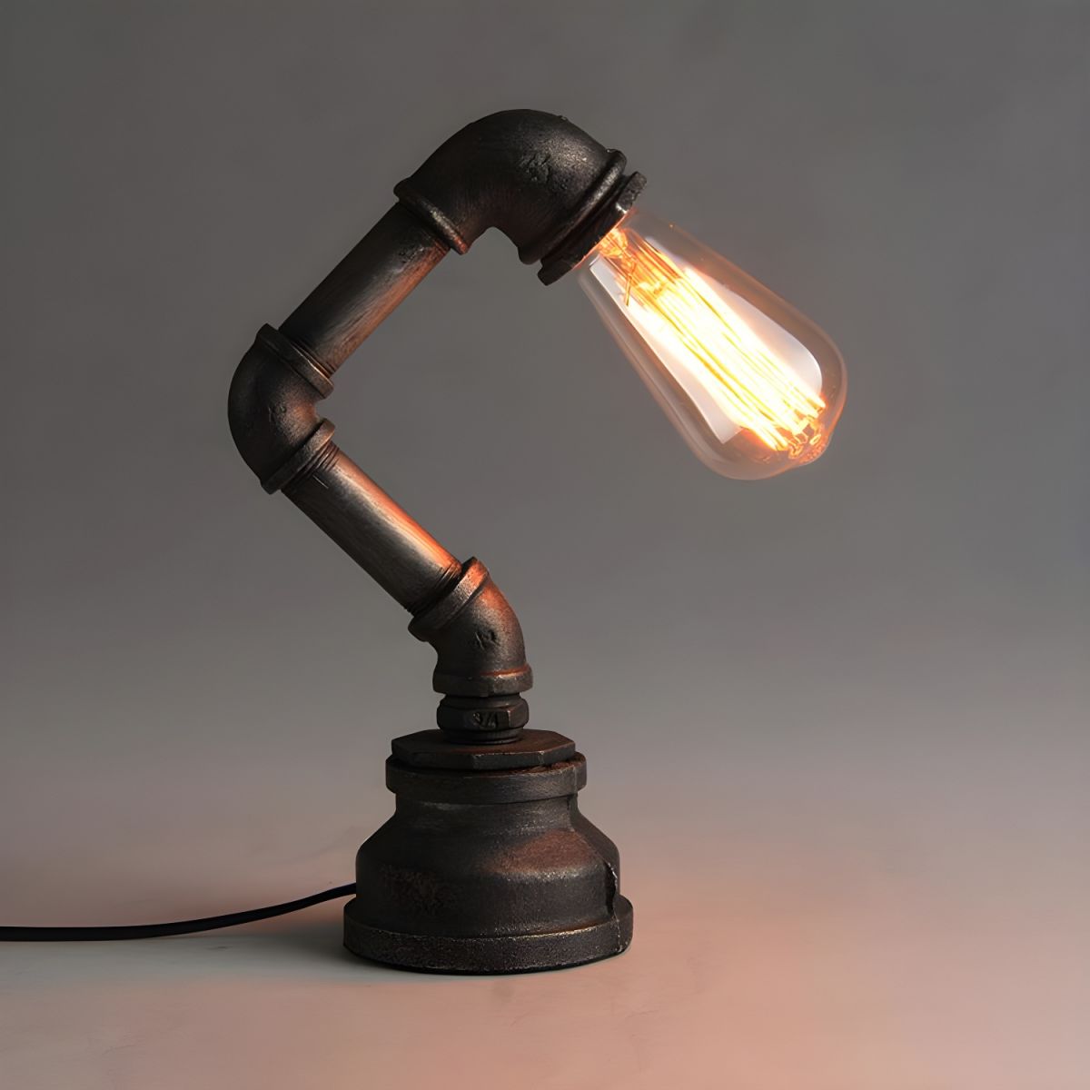 Industrial Bronze Table Lamp With Exposed Bulb Design | Quavrix