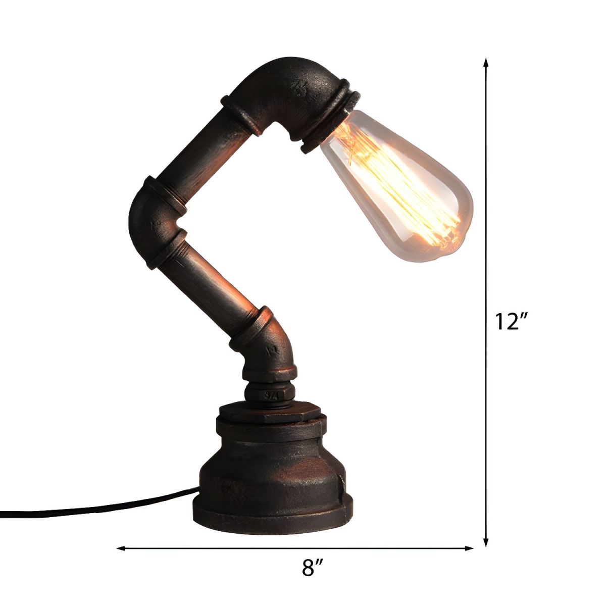 Industrial Bronze Table Lamp With Exposed Bulb Design | Quavrix