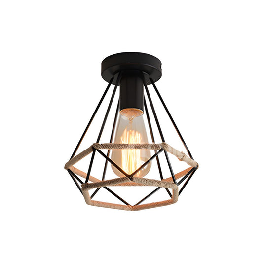 Industrial Diamond Rope Semi Flush Ceiling Light | Cagelo