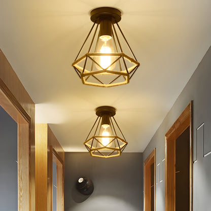 Industrial Diamond Rope Semi Flush Ceiling Light | Cagelo