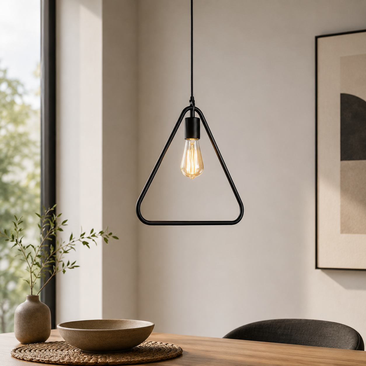 Industrial Metal Frame Pendant Light with Adjustable Height | Velqora
