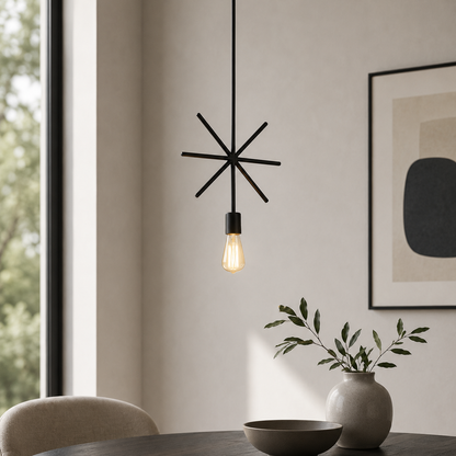 Industrial Metal Frame Pendant Light with Adjustable Height | Velqora