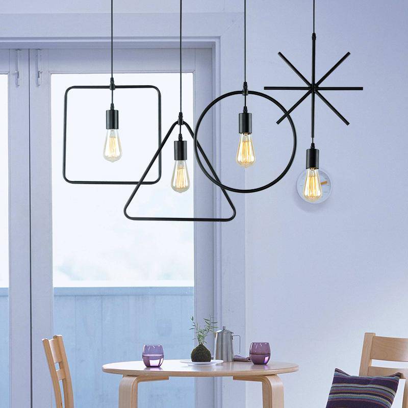 Industrial Metal Frame Pendant Light with Adjustable Height | Velqora