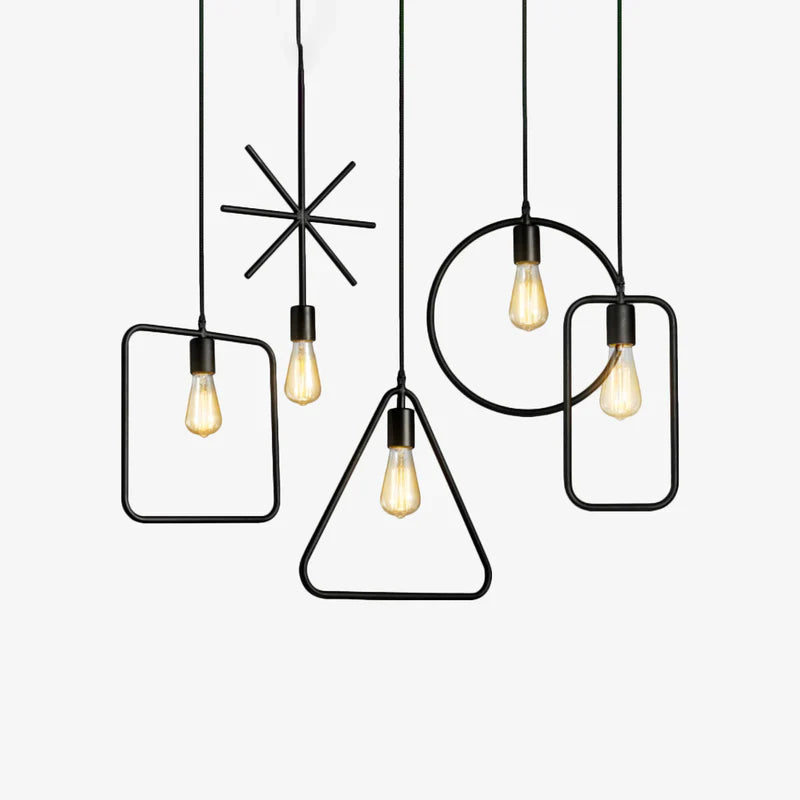 Industrial Metal Frame Pendant Light with Adjustable Height | Velqora
