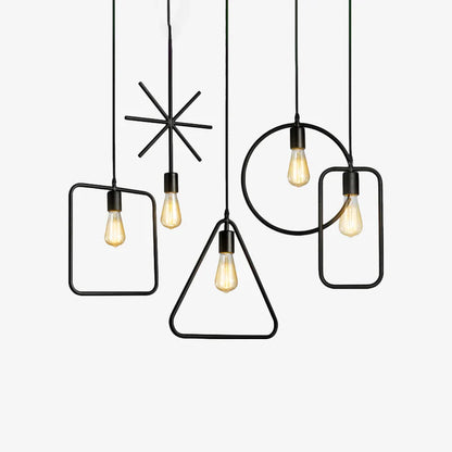 Industrial Metal Frame Pendant Light with Adjustable Height | Velqora