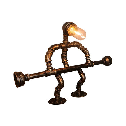 Industrial Metal Pipe Design Table Lamp Brass Finish | Drovian