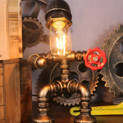 Industrial Metal Pipe Design Table Lamp Brass Finish | Drovian