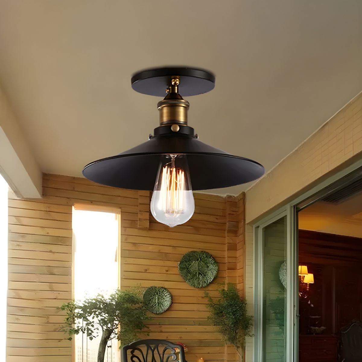 Industrial Metal Retro Semi Flush Ceiling Light | Luxiron