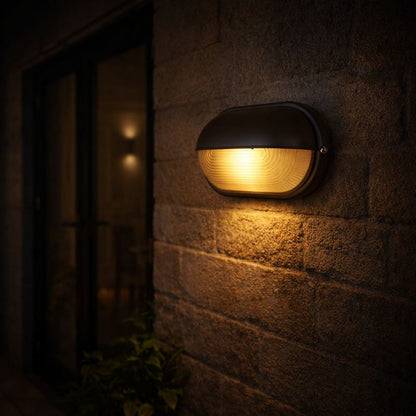 Industrial Metal Ribbed Glass Outdoor Wall Light | Lumavex