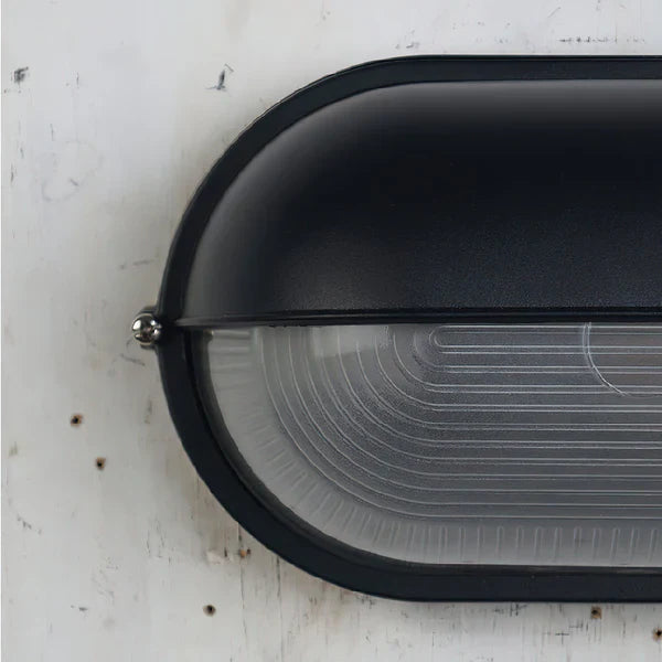Industrial Metal Ribbed Glass Outdoor Wall Light | Lumavex